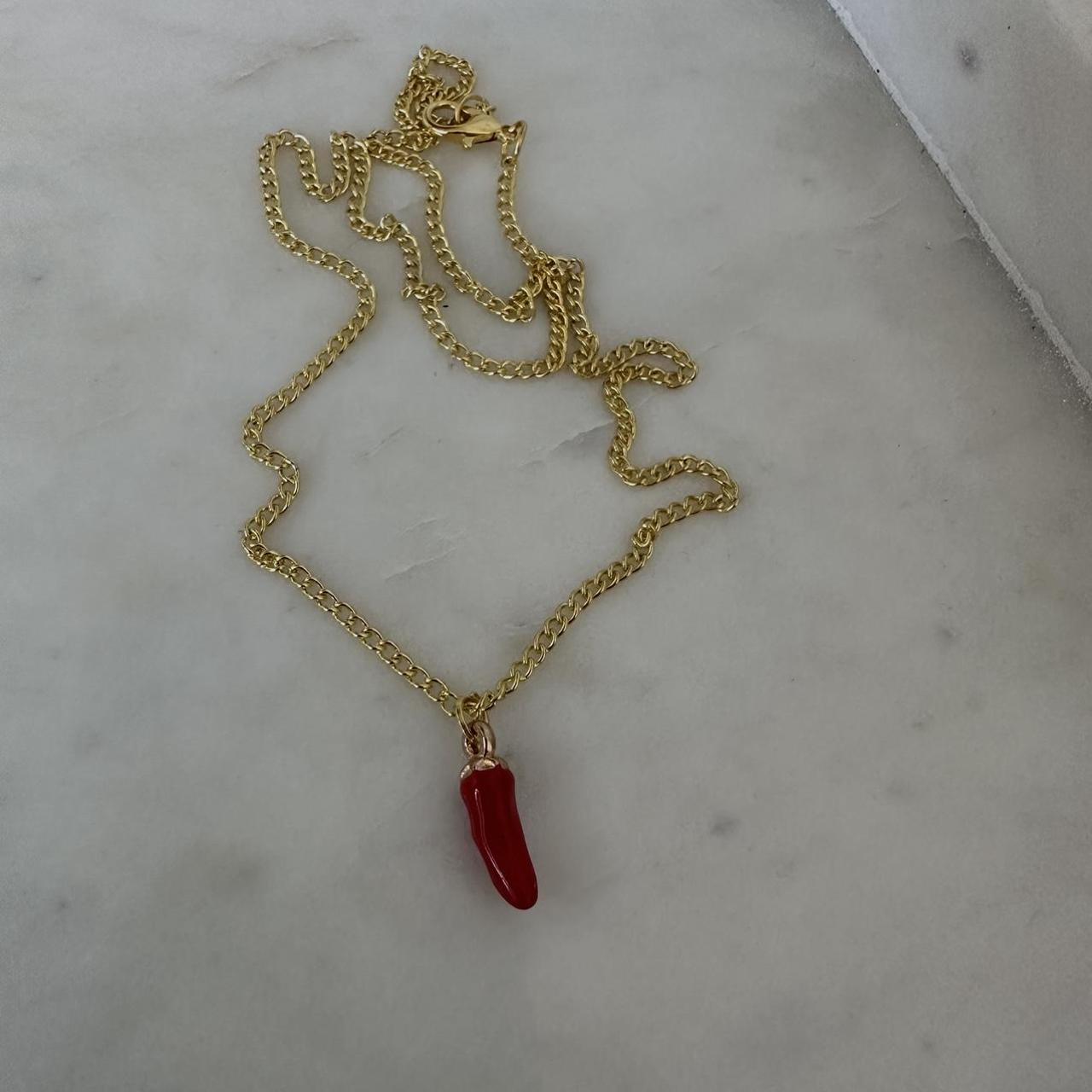gold chilli necklace 🌶️ 100% handmade gold plated... - Depop