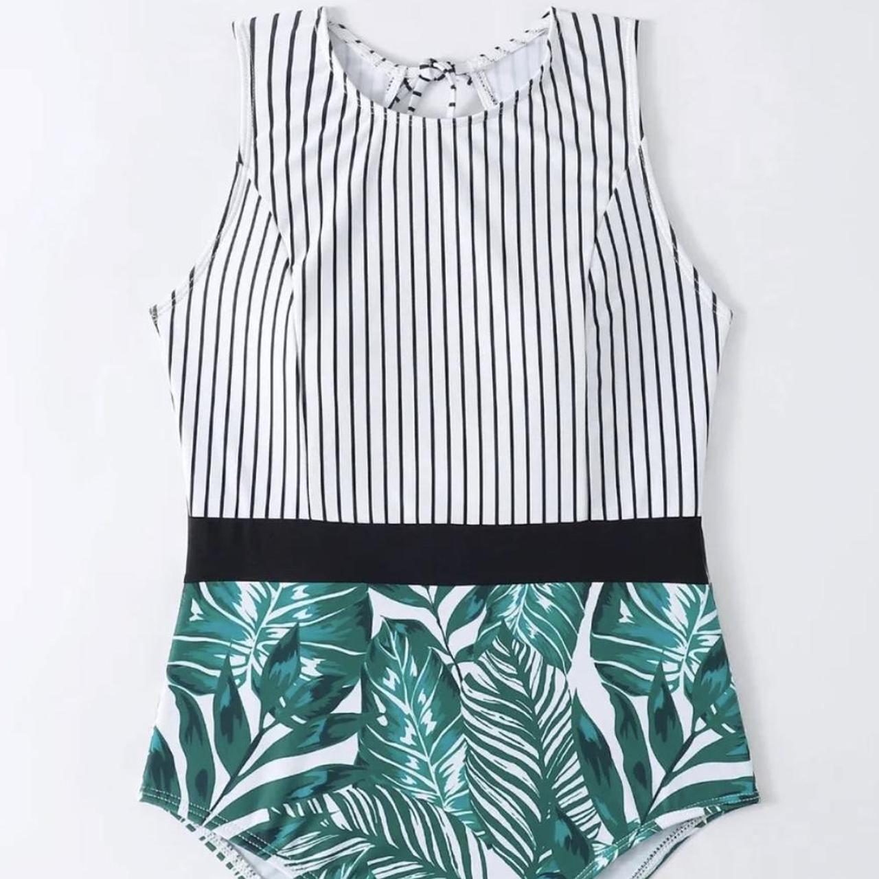 Midriff Leaves Swimsuit Open Back summer... Depop