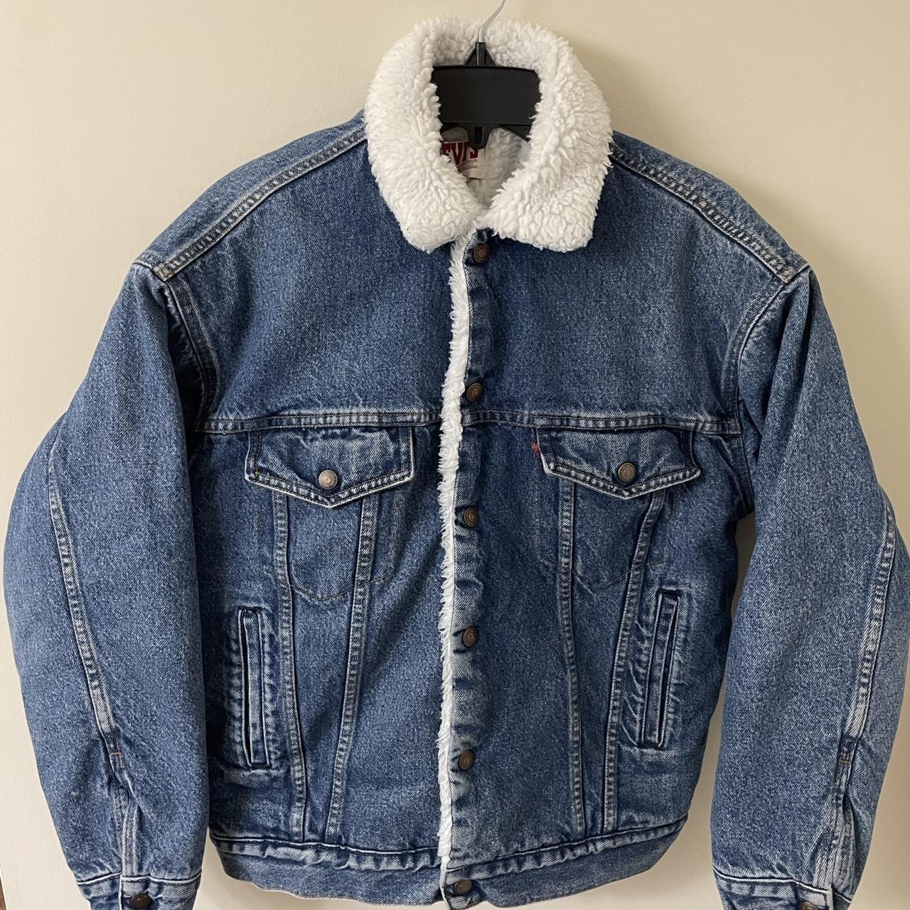 Vintage 80s Levi’s Sherpa Lined Denim Jacket Size... - Depop