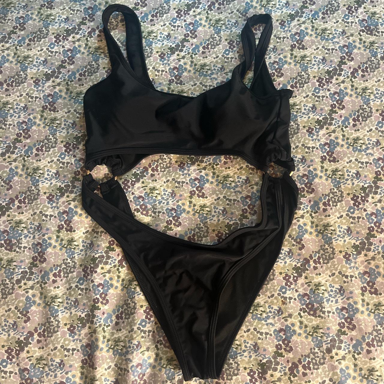 Black one piece gold pieces on the side Thong... - Depop