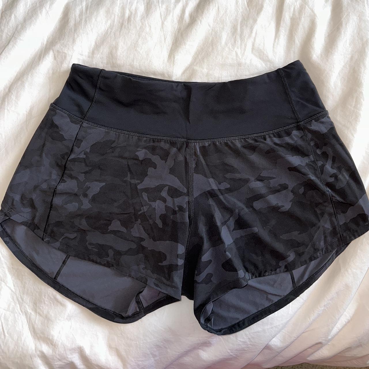 Lululemon speed up shorts 4 inch black and grey... - Depop