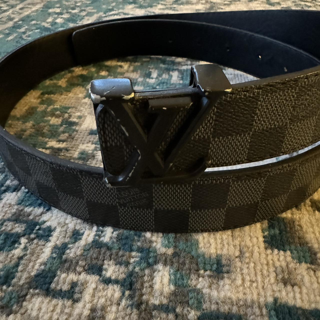 black louie vuitton LV belt signs of... - Depop