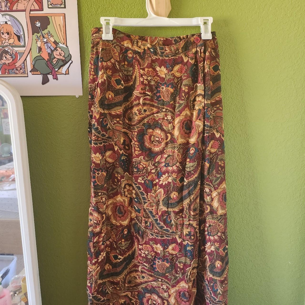 Rad paisley maxi skirt with button closure. It's... - Depop