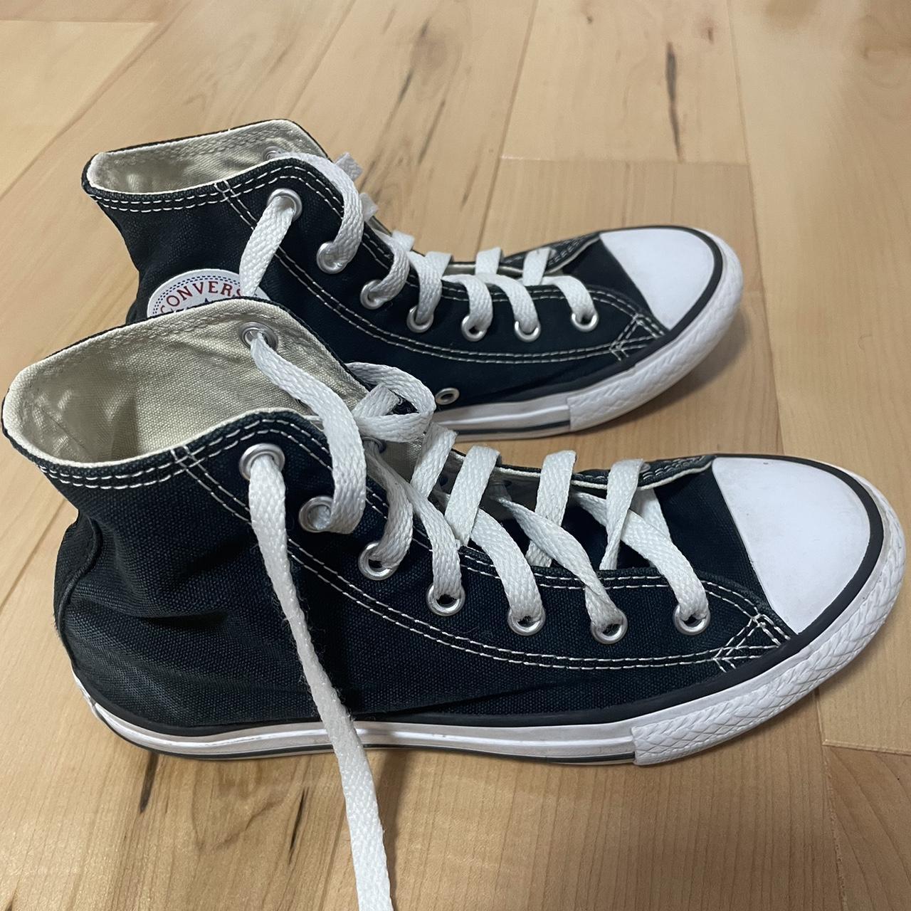 Black converse, size 2 kids - Depop