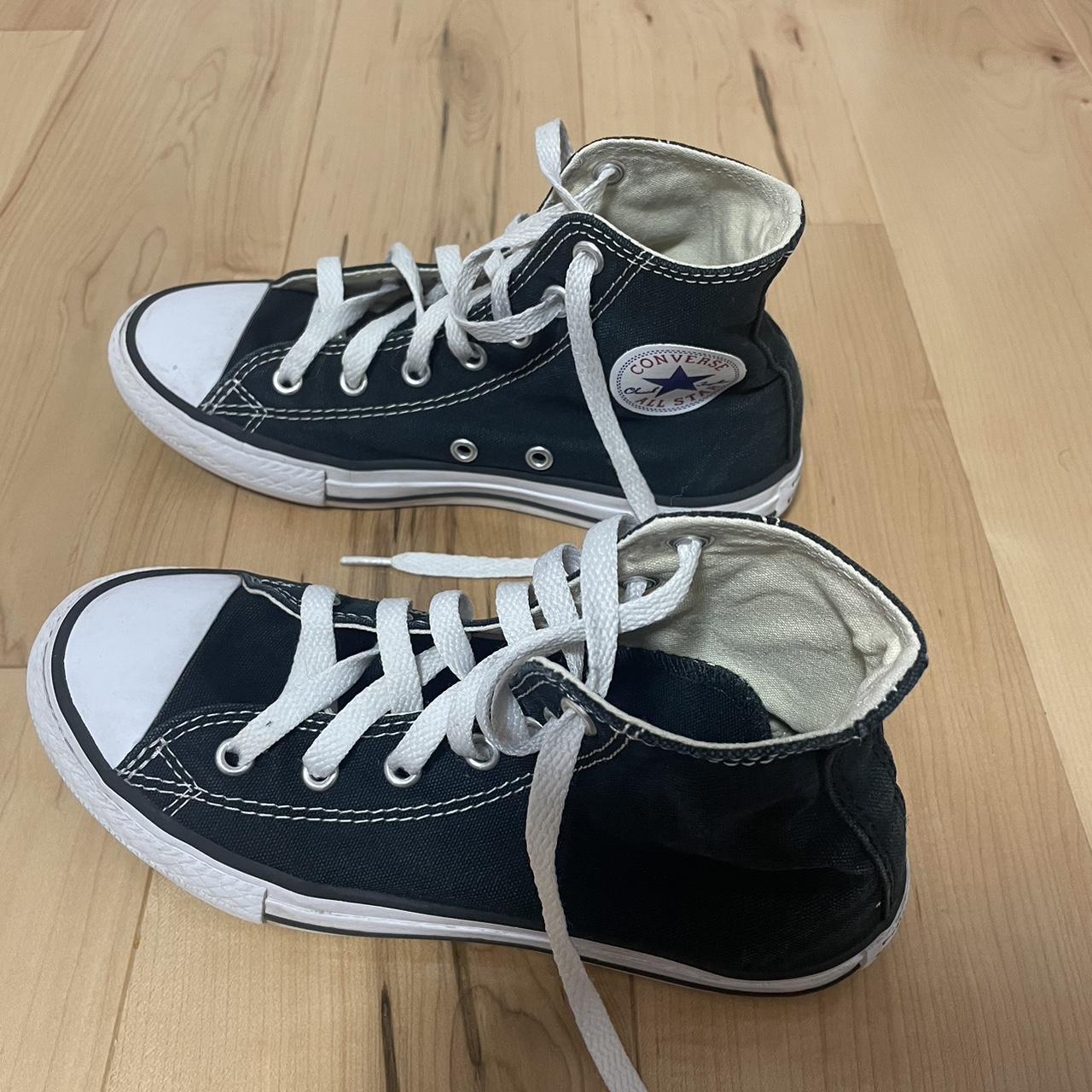 Black converse, size 2 kids - Depop