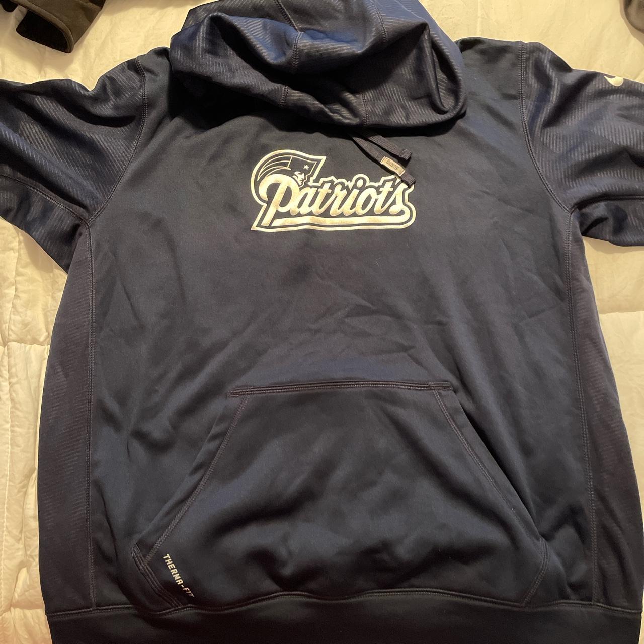 Nike Therma-Fit Navy Blue Patriots Hoodie - Depop