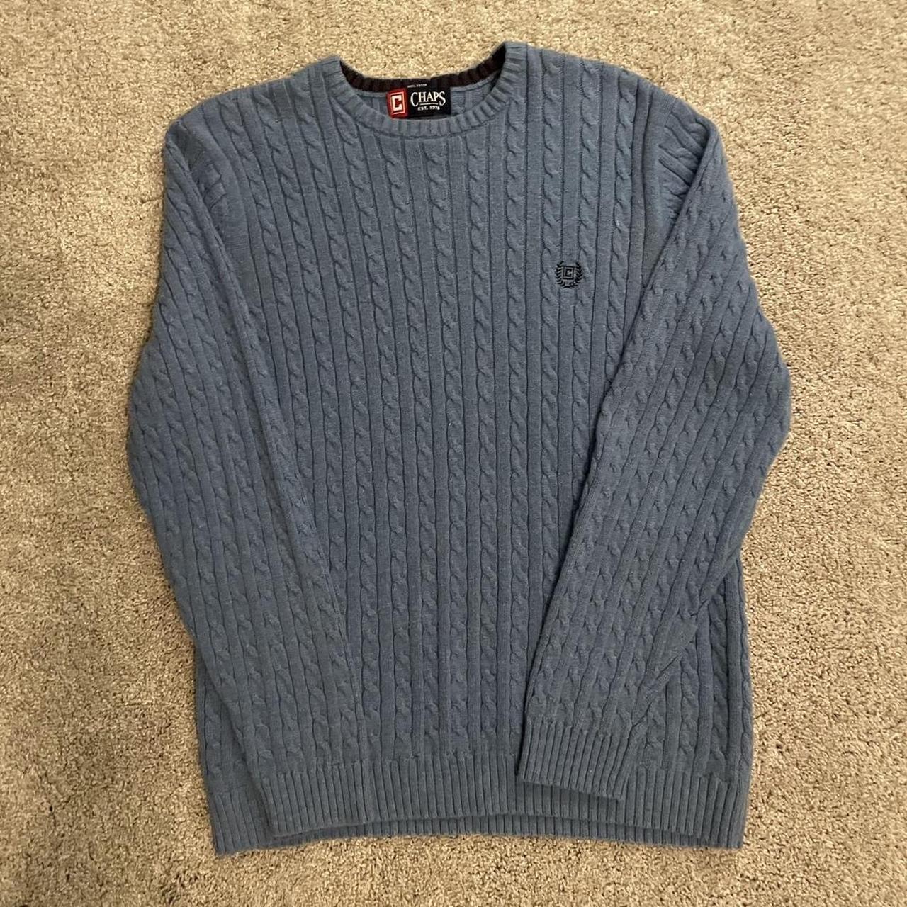 Small, baby blue, Chaps vintage knit sweater - Depop