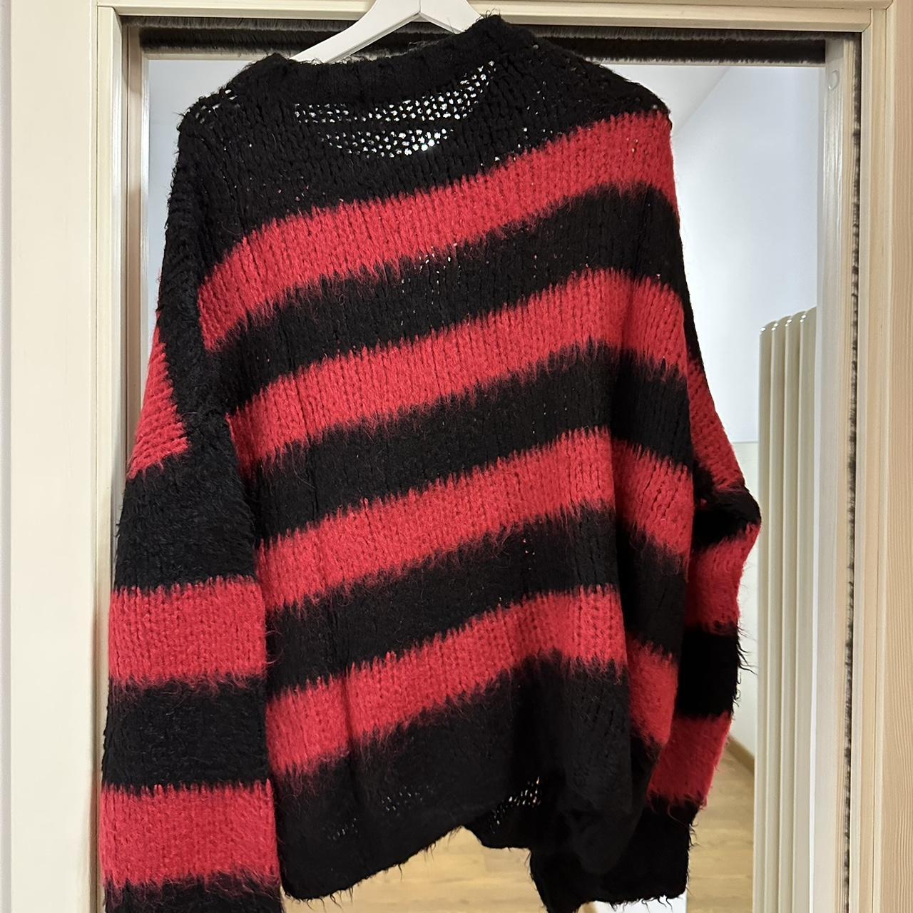 Racer worldwide red mohair stripe sweater , Size XL