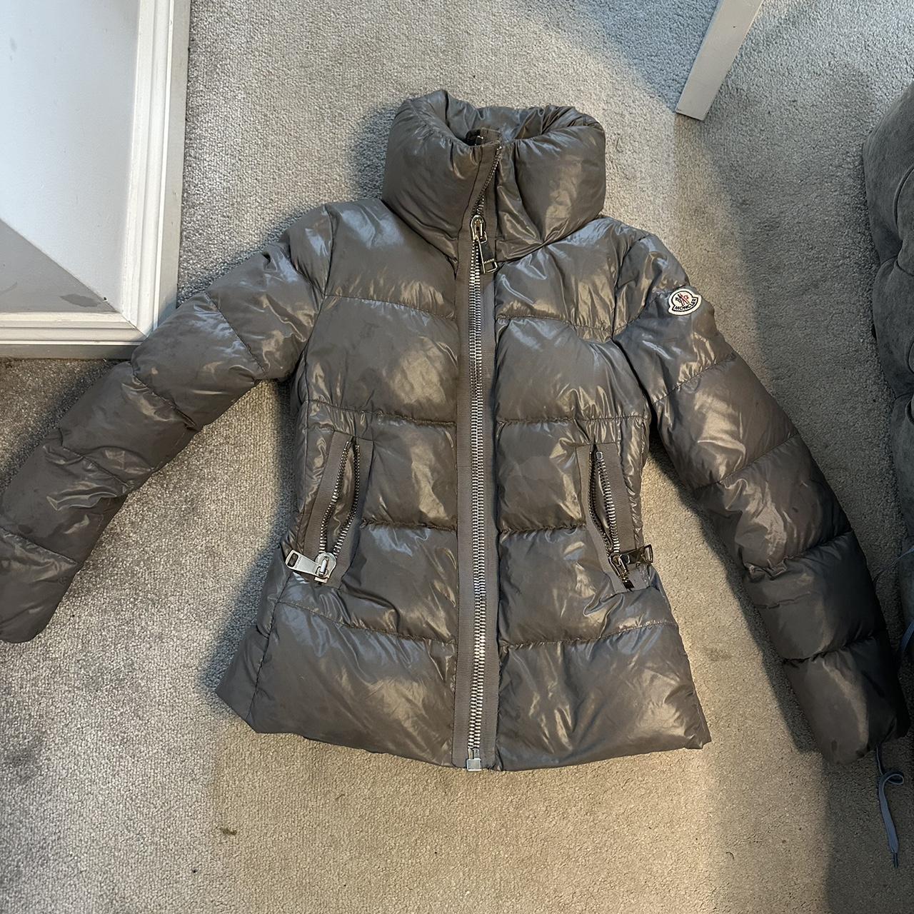Moncler women’s jacket in silver , size 1 worn so a... - Depop