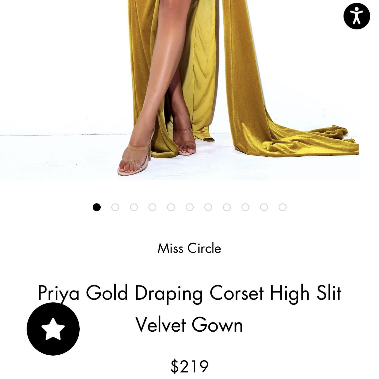 MISS CIRCLE - Gold Draping Corset High Slit, Velvet...