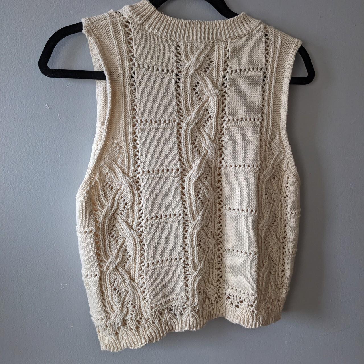 🪢 cable knit cream sweater vest 🪢 🌷 sweet flower... Depop