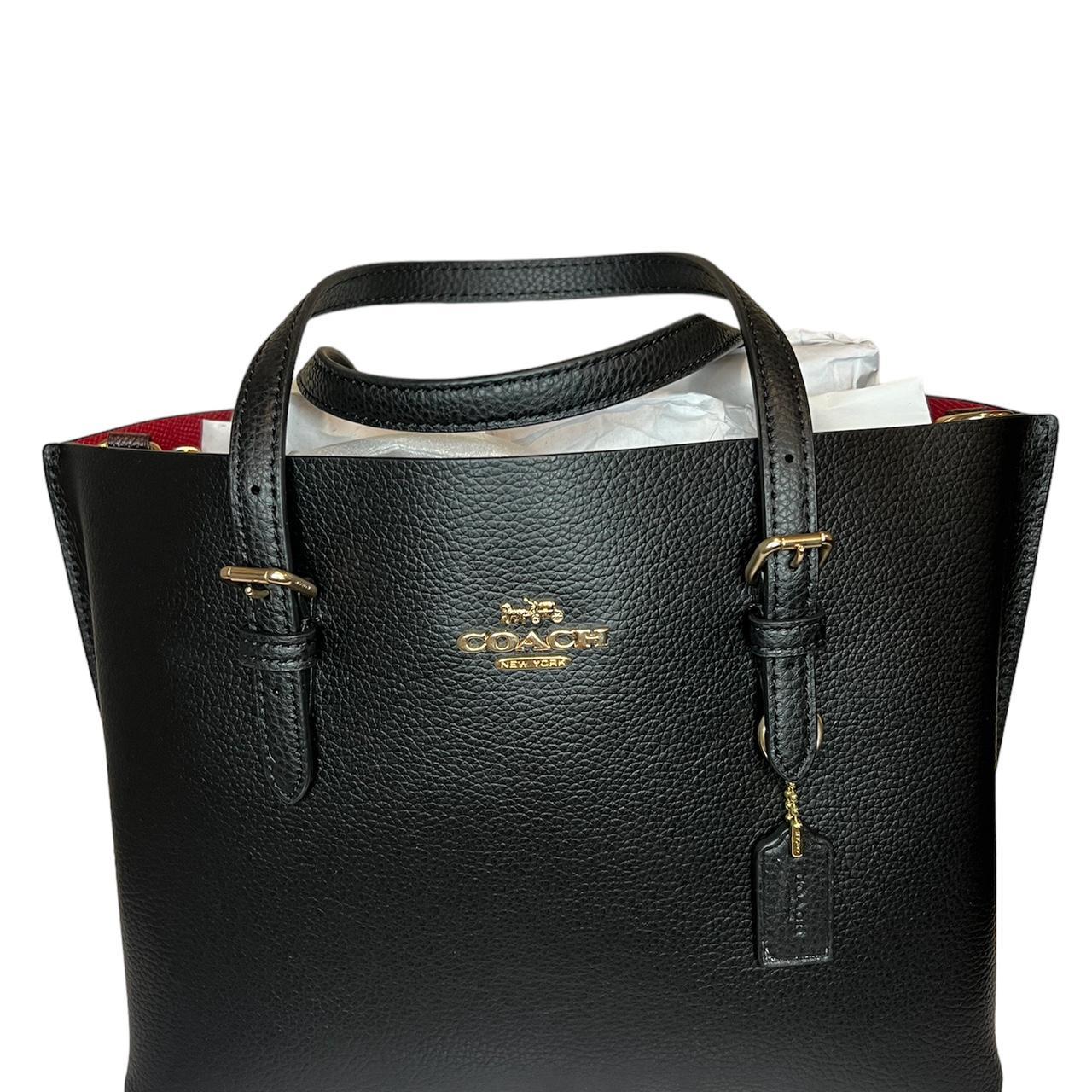 Black coach purse discount with red interior