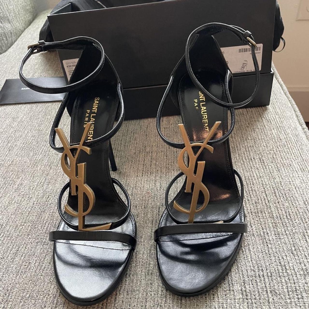 Black/Gold YSL Heels - size 39 I’m an 8.5 and... - Depop