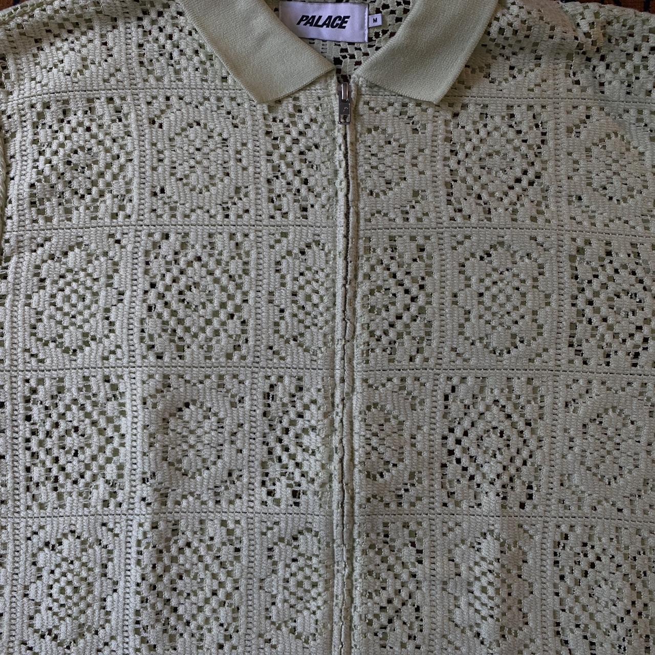 Palace Crochet Zip Longsleeve Polo Palace Crochet Zip Polo In Lime