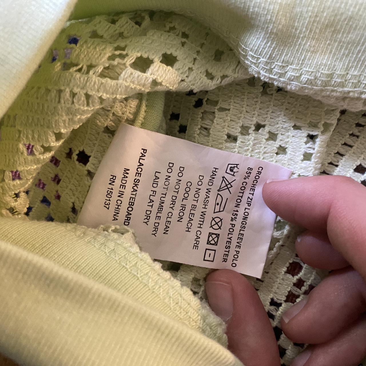 Palace Crochet Zip Polo in lime green, tonal