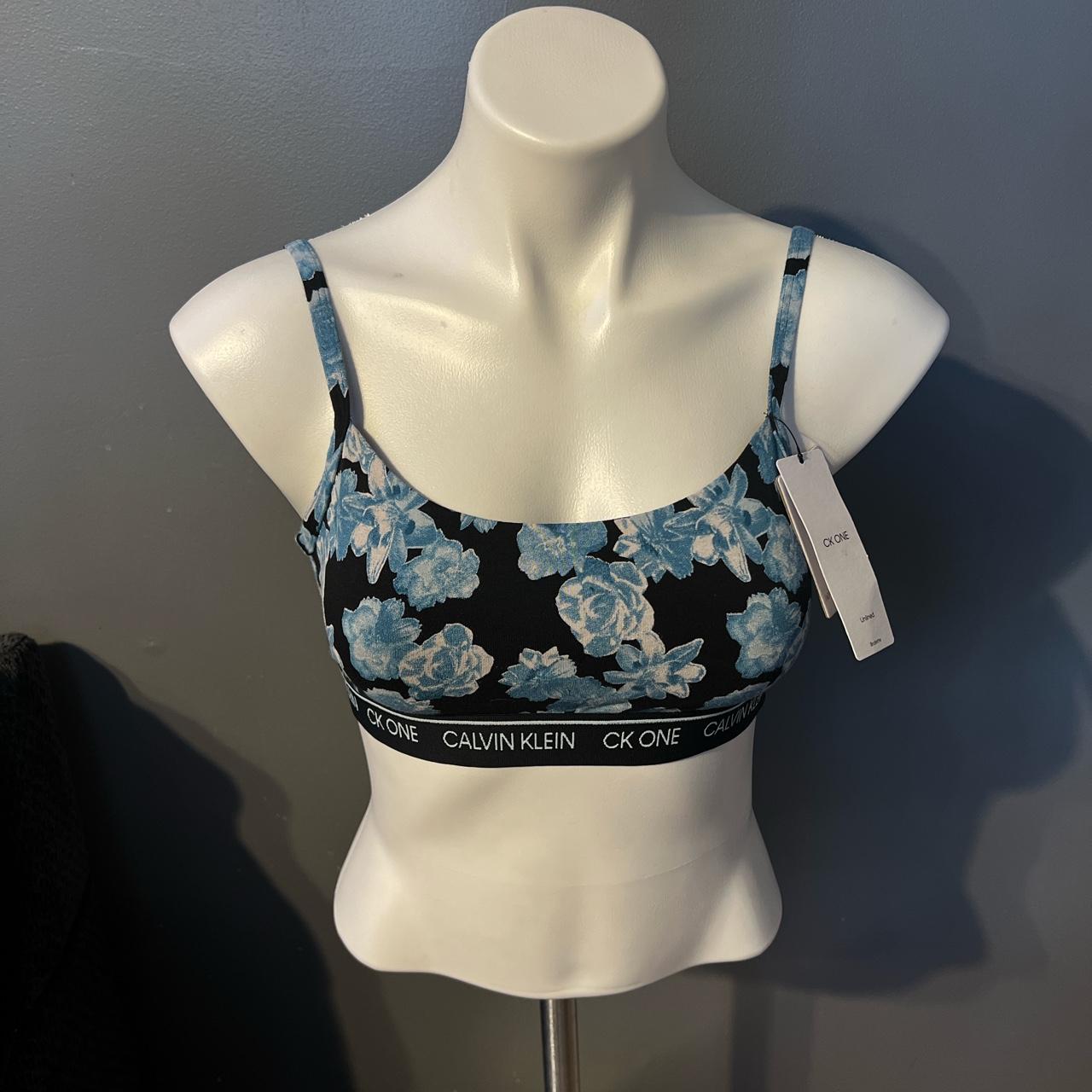 Size medium calvin klein floral sports bra new with... - Depop