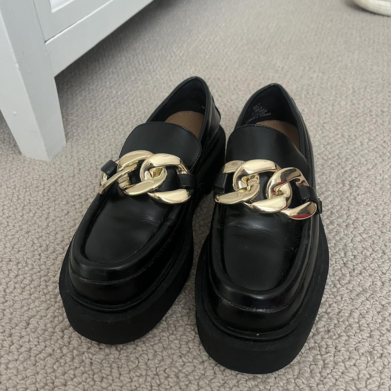 Black and gold loafers - Depop