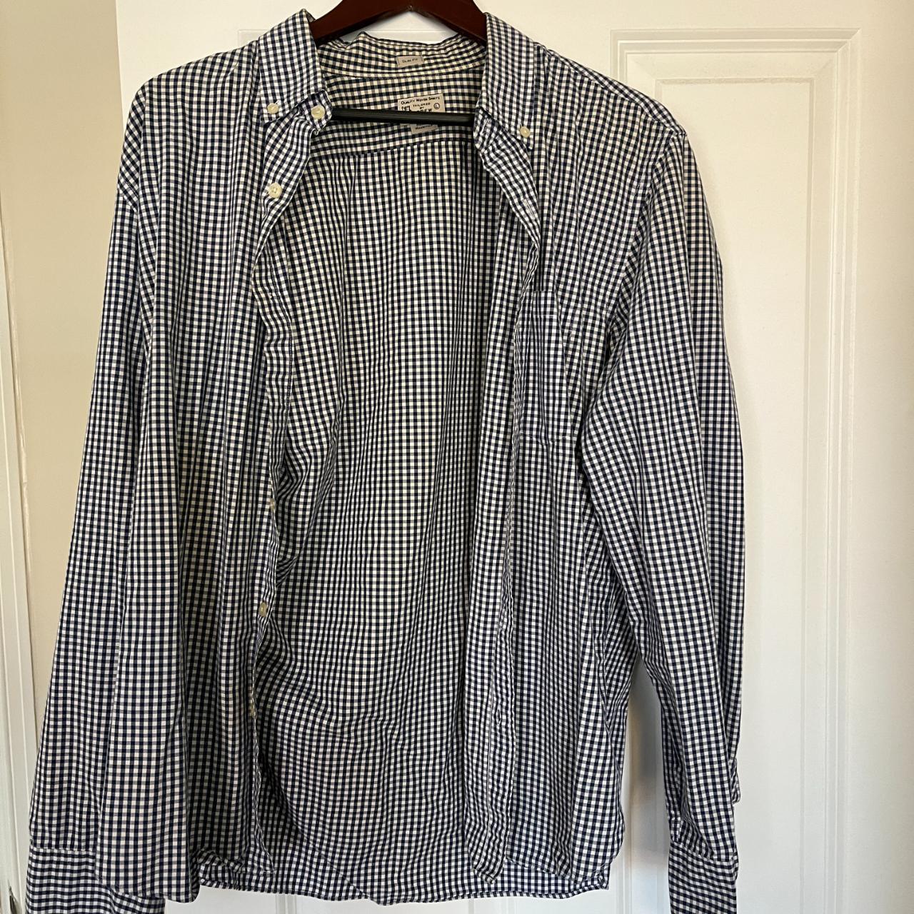 Jcrew, clasic blue gingham shirt. Slim fit, size L - Depop