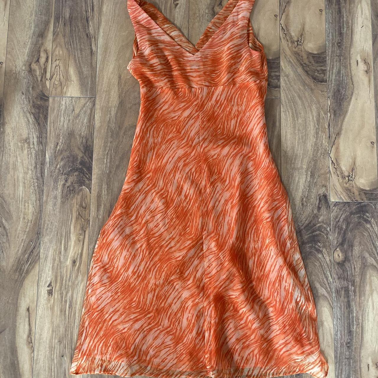 long orange slip dress! size 6 Depop