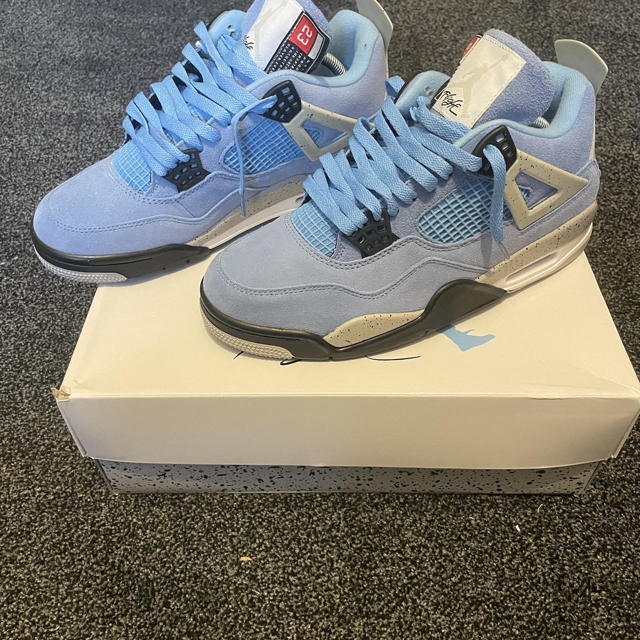 Jordan 4 retro “University Blue” Signs of light wear... - Depop