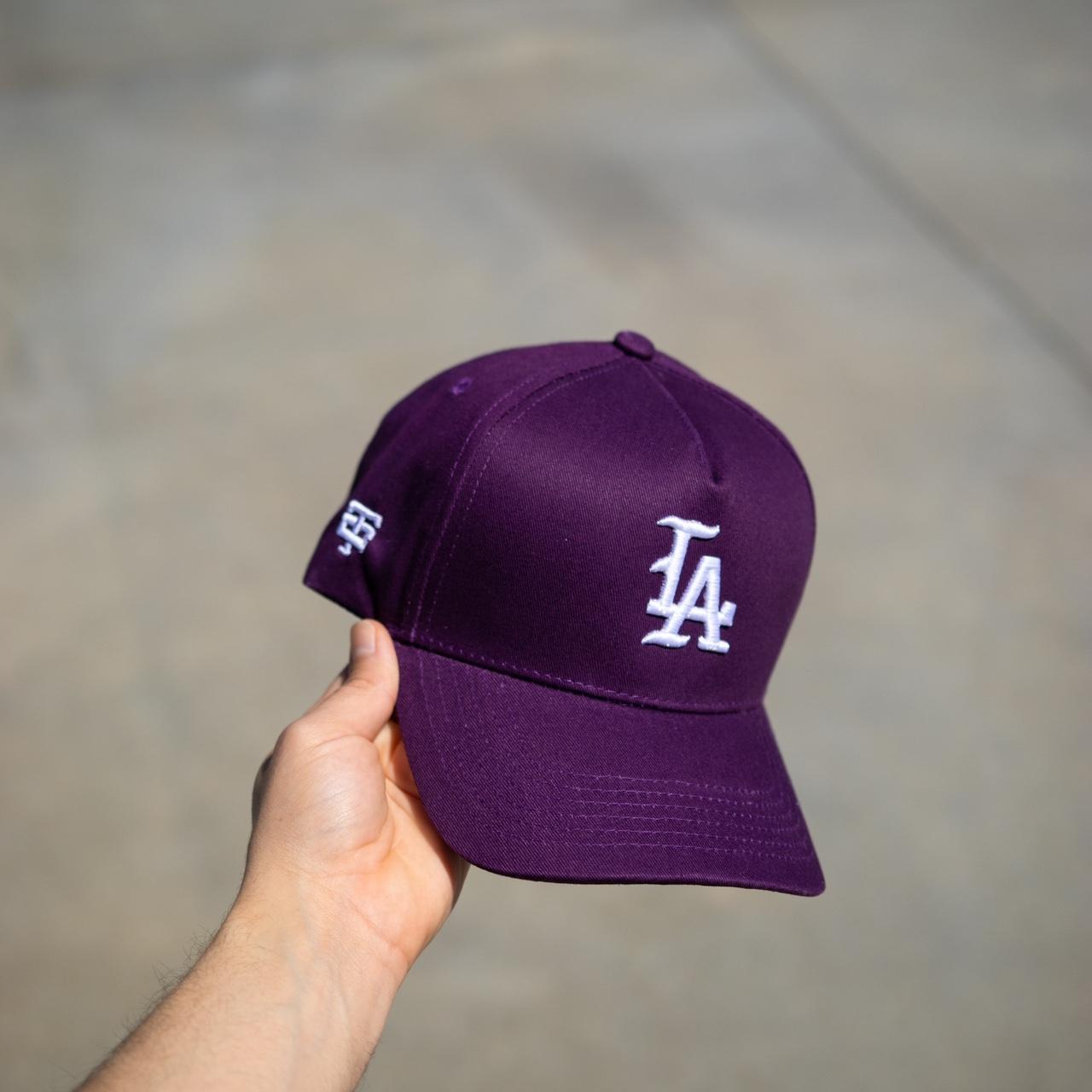 LA Trucker Hat . Purple mesh cap , floral Los - Depop