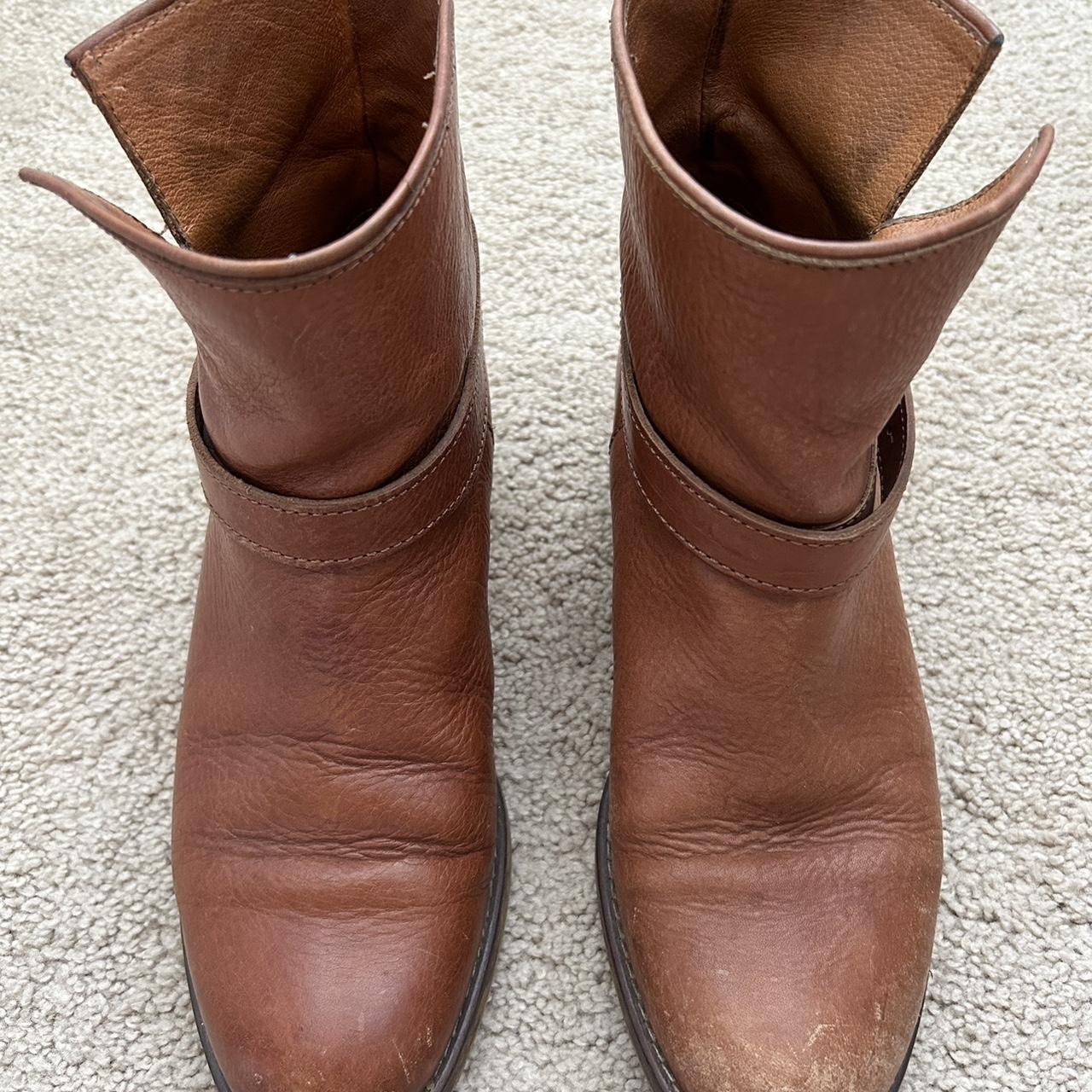 Madewell brown leather motorcycle boots women s