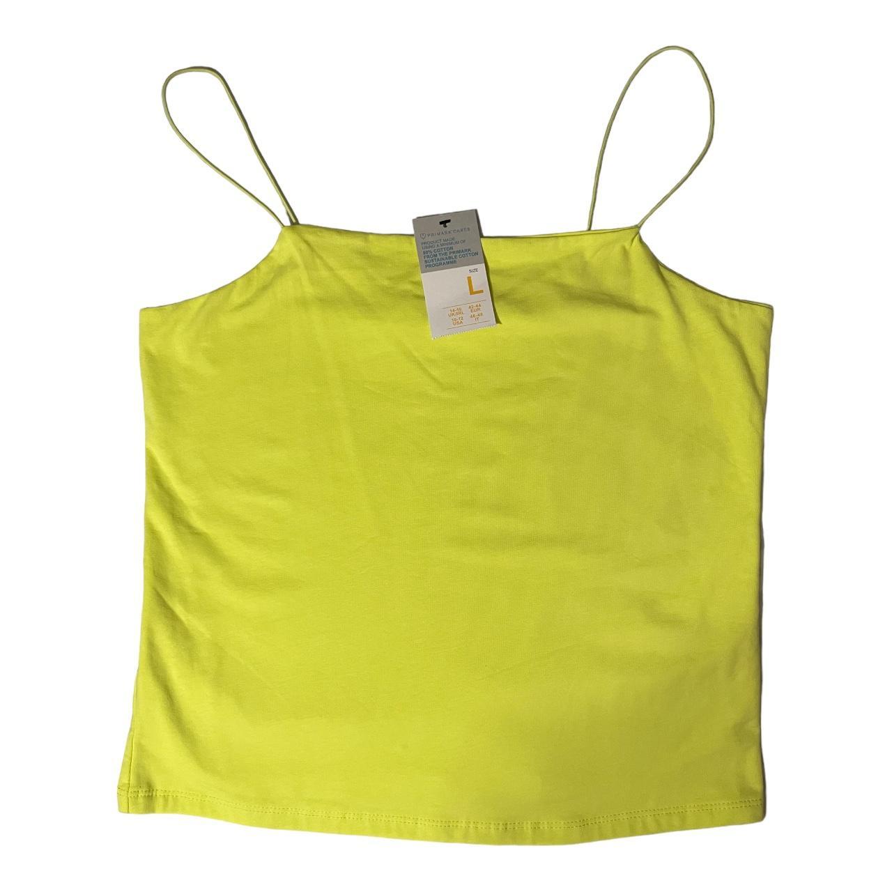 Primark thin strap cotton cami in Neon Green. Brand... Depop