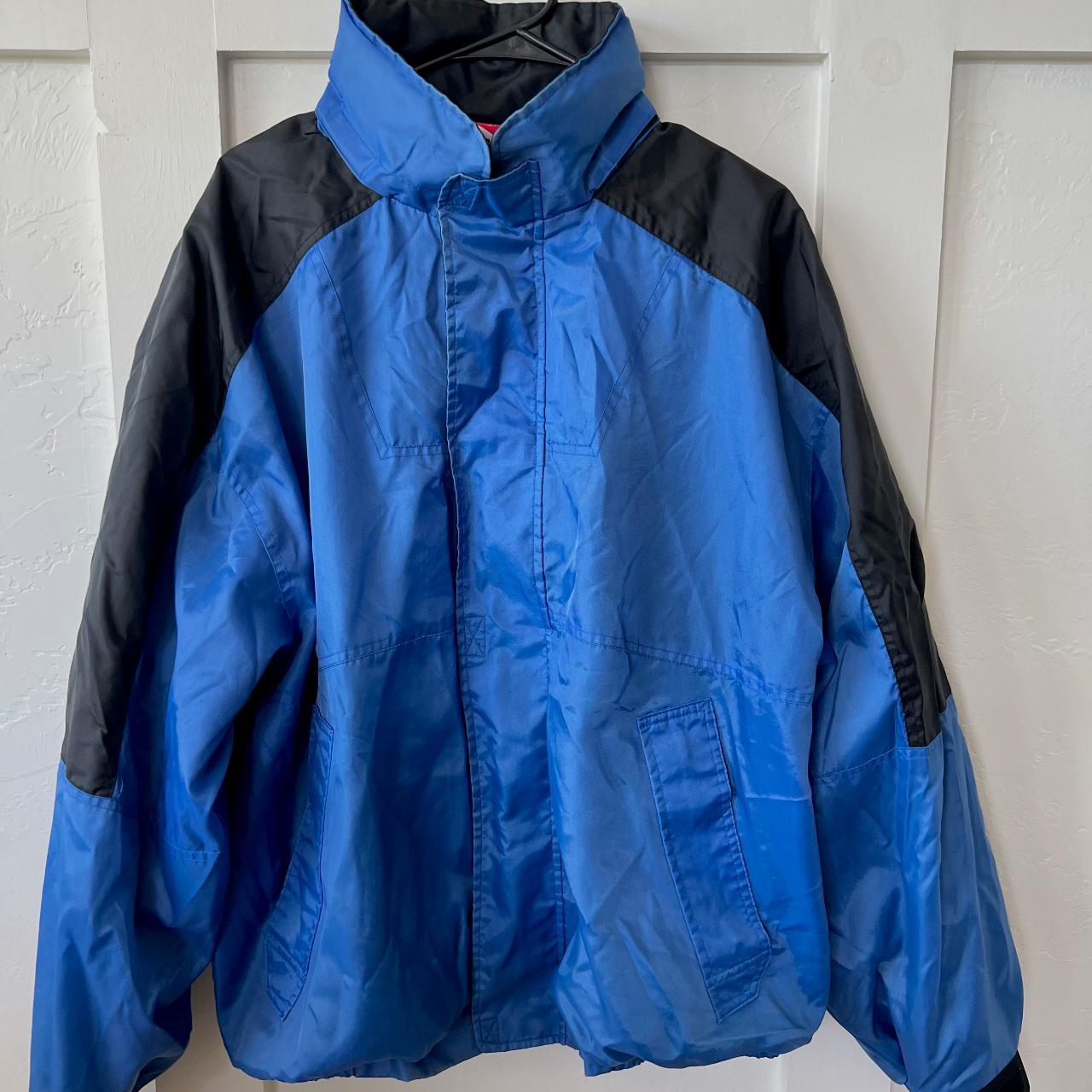 blue, xl, full zip/velcro marlboro jacket - Depop