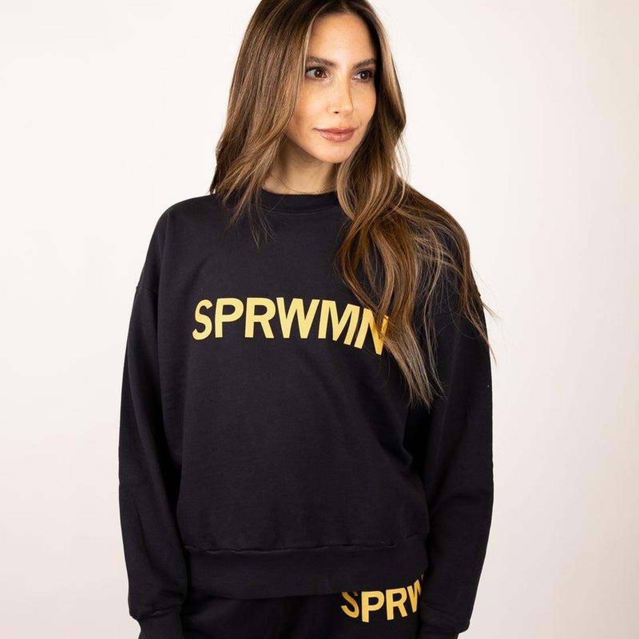 SPRWMN Logo Black Crew Neck Sweatshirt Size XS fits