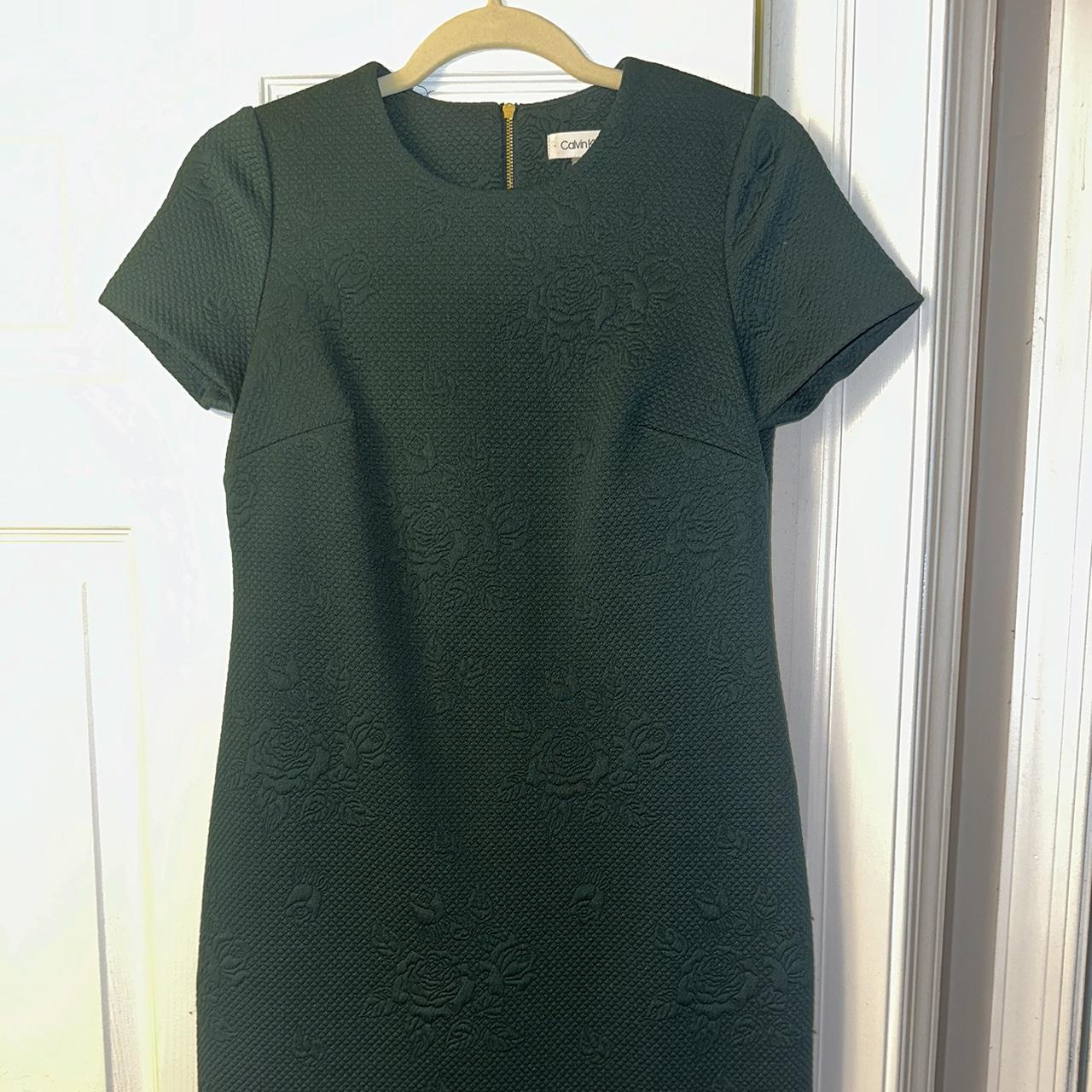 Calvin Klein Forrest Green Floral Embossed Dress