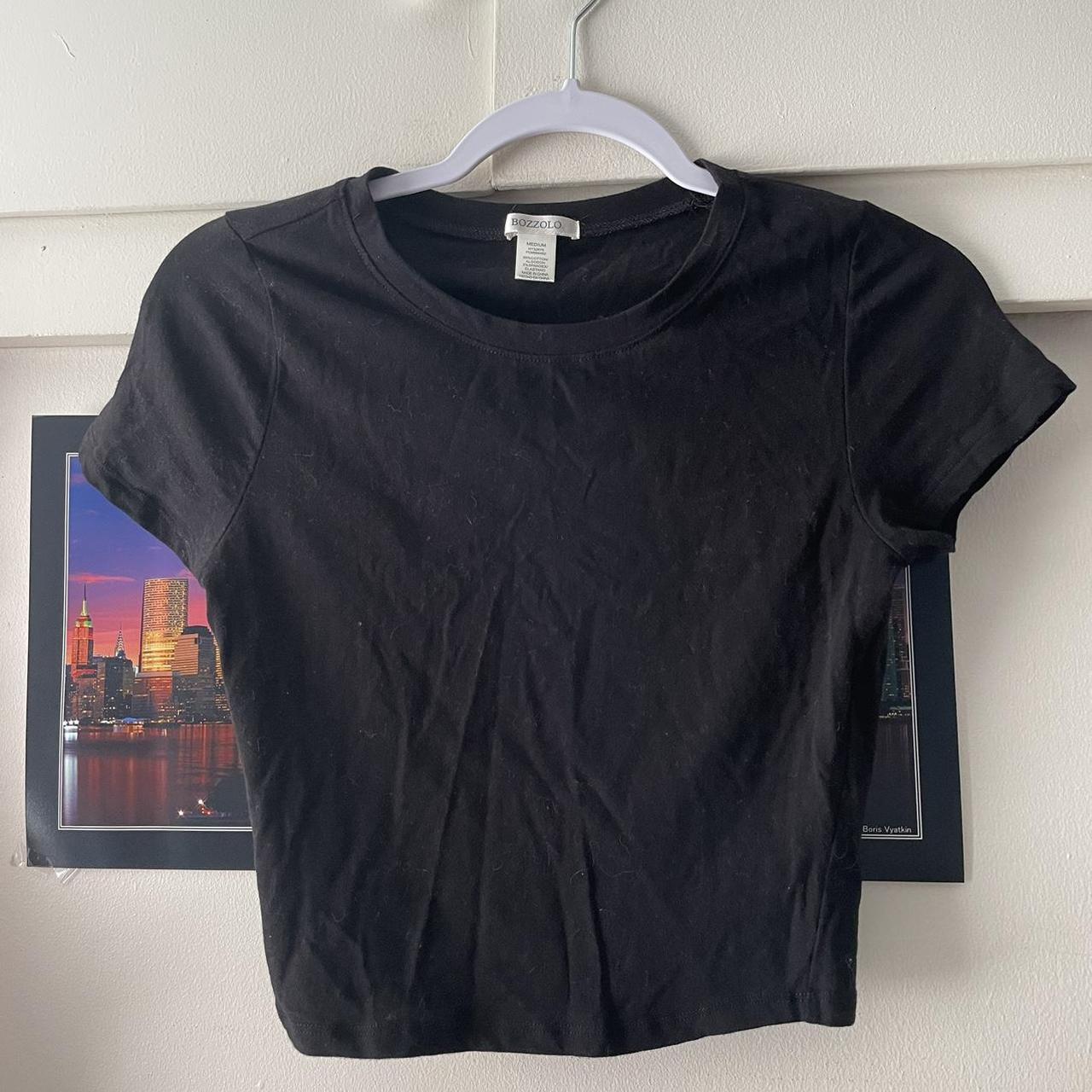 basic black crop top size M 16 1/2in total length... - Depop