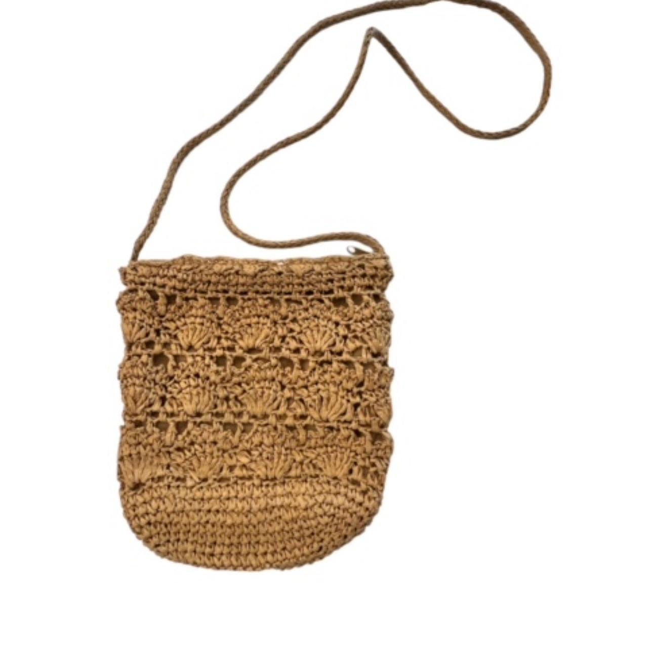 Paper Straw Purse Crossbody Bag Zippered BOHO... Depop