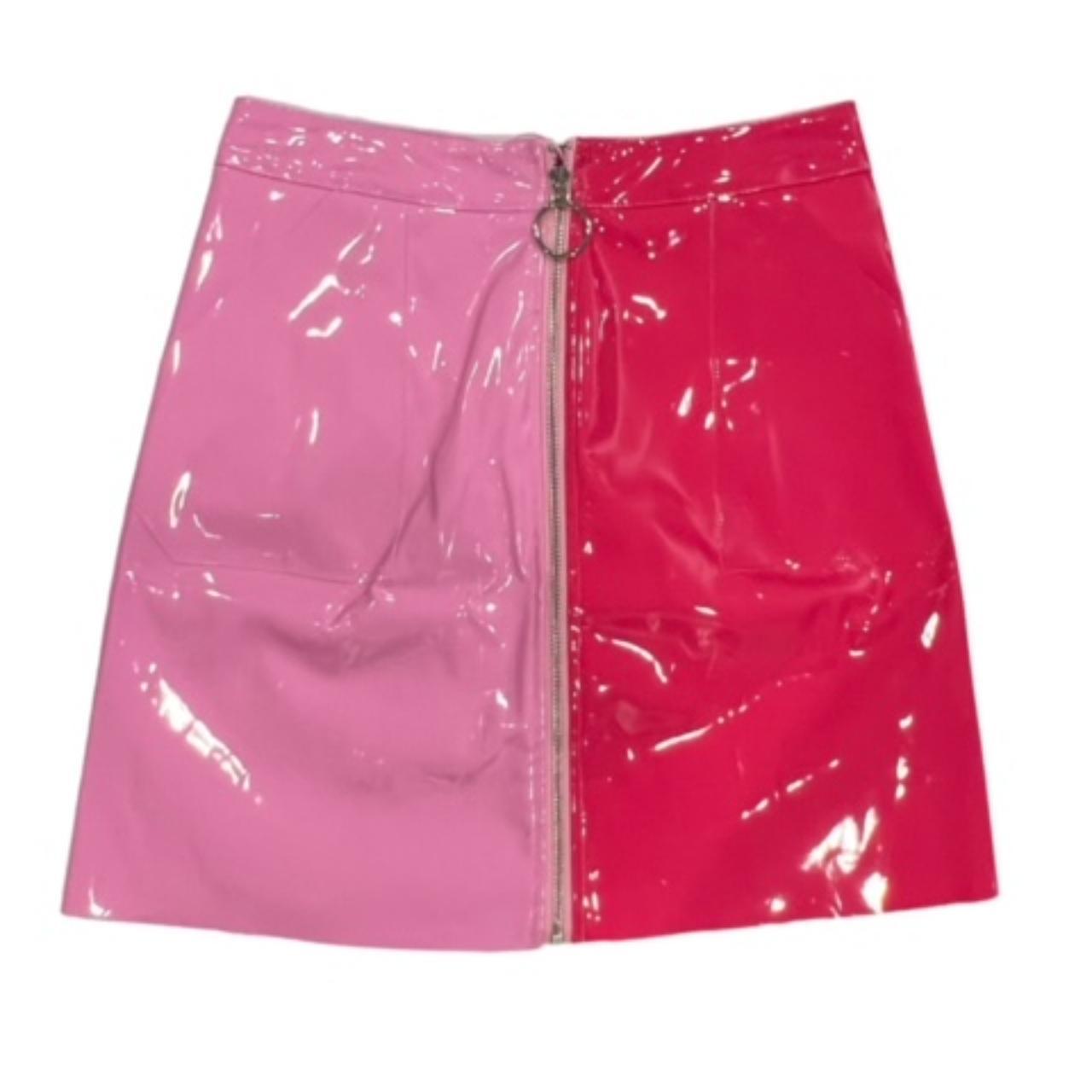 Nwt Boohoo Mini Skirt Womens Lydia Vinyl Two Tone Depop 9923