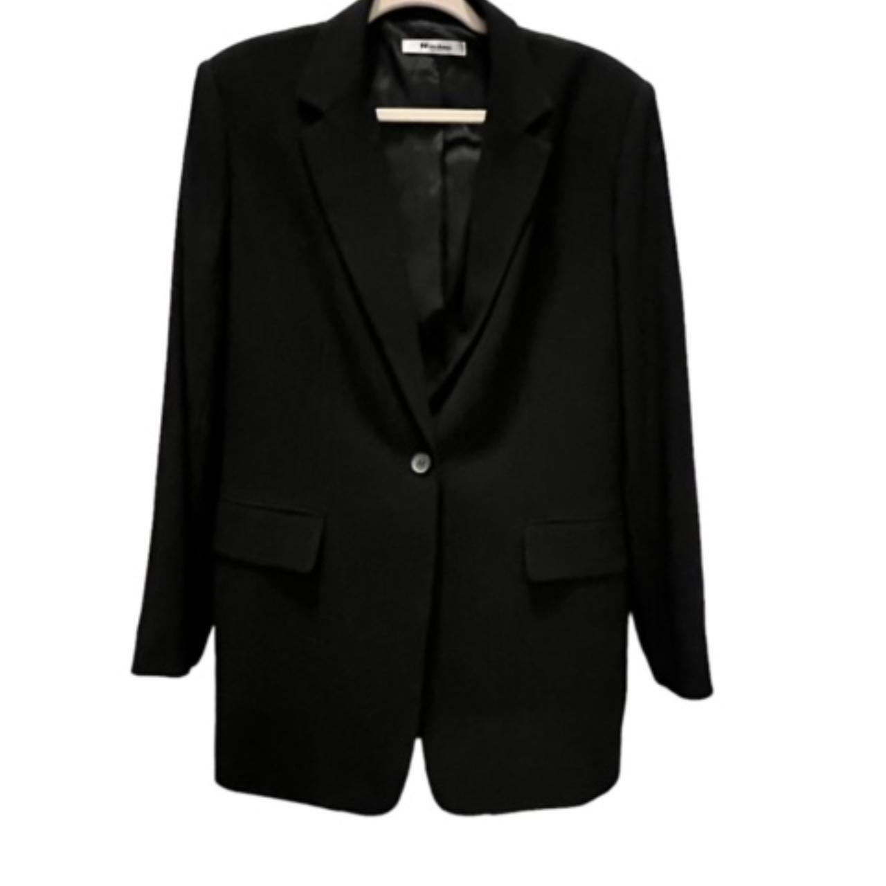 Women's Black One Button Blazer 10 12 Nygard... Depop