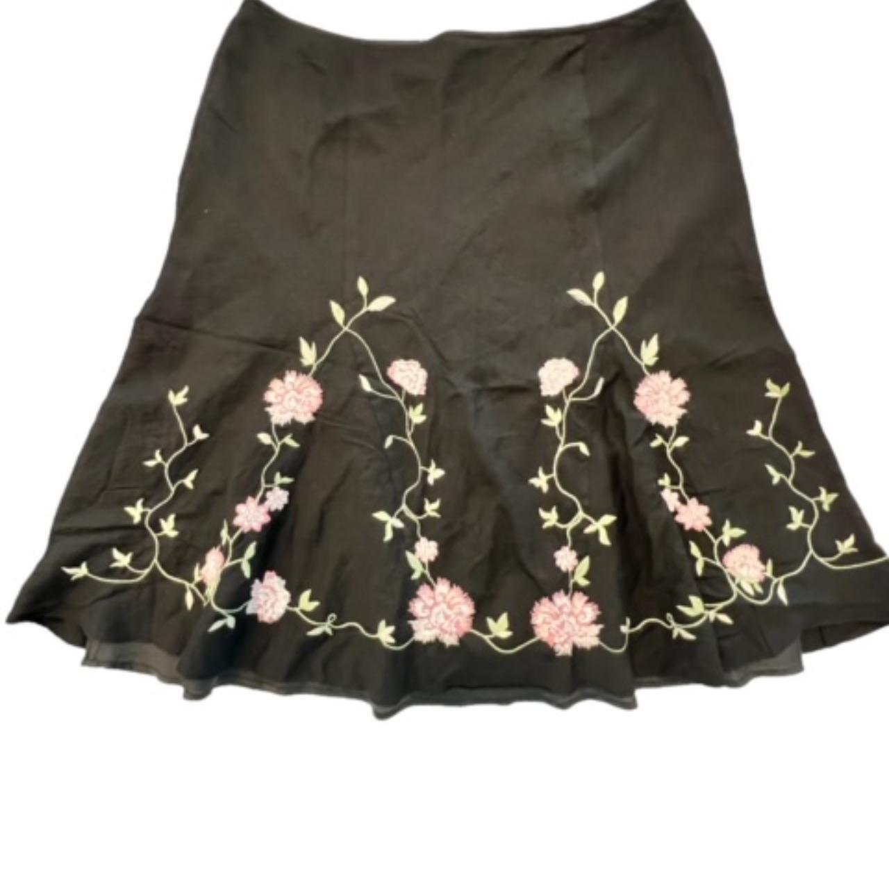 Dressbarn Midi Linen Blend Skirt Black Pink and... - Depop