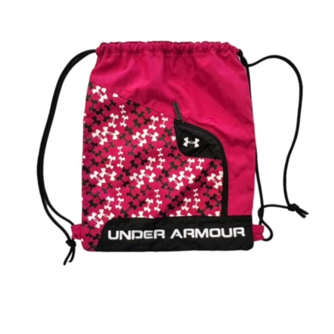 Under Armour Pink Black Cinch Backpack Workout Bag... Depop