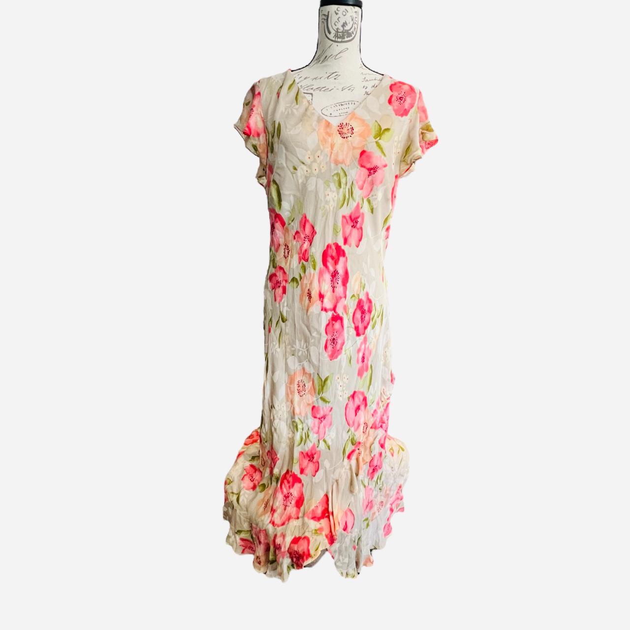 Lane Bryant Womens Silk Dress Floral Asymmetrical V - Depop