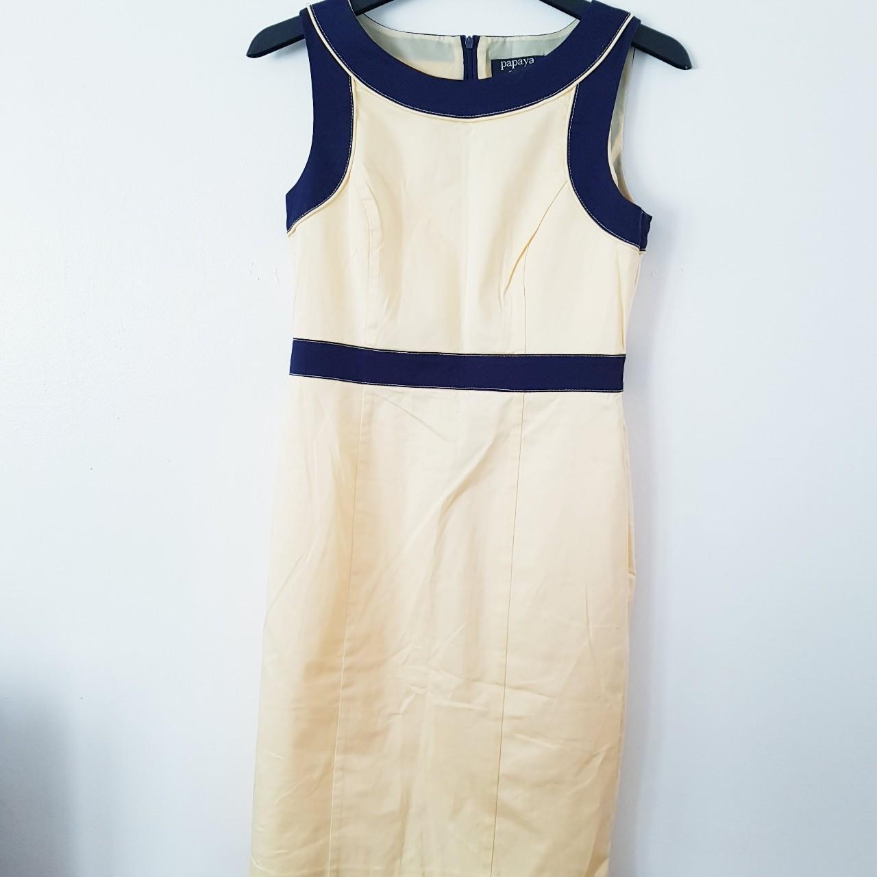 WOMENS PAPAYA (MATALAN) BLUE AND YELLOW DRESS SIZE Depop