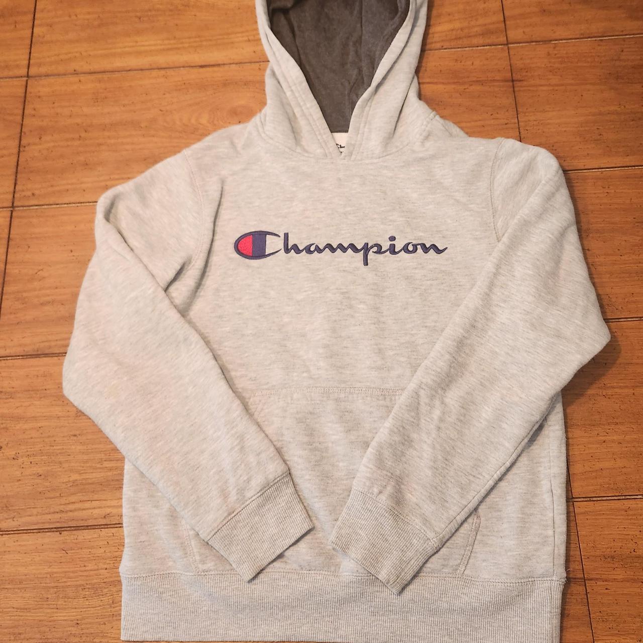 Light Gray Champion Youth Hoodie - Depop