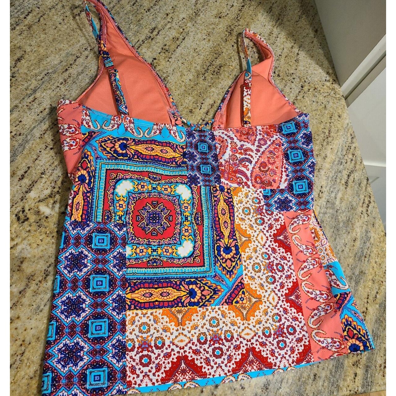 New! Bleu Rod Beattie Size 8 Paisley Lattice Tankini... - Depop