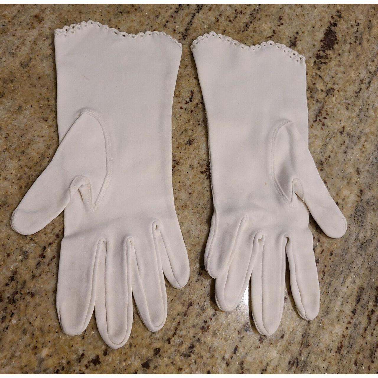 Vintage Size 7 L White Cotton Stretch Formal Gloves... - Depop