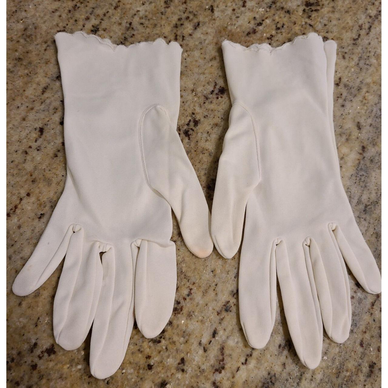 Vintage Size L 7 White Nylon Stretch Formal 8.5"... Depop