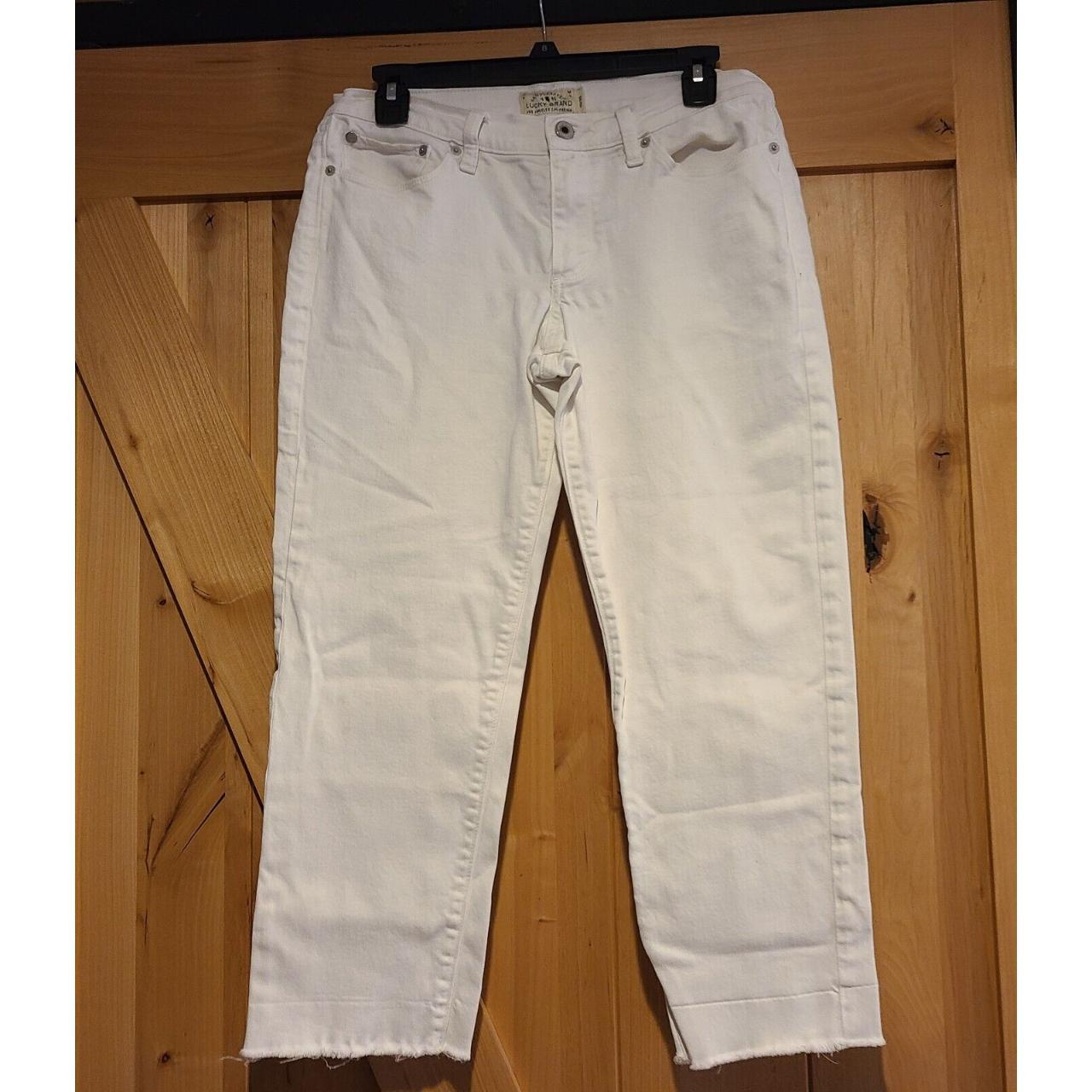 Lucky Brand Women Sz 10 / 30 White Denim Sweet Crop... - Depop