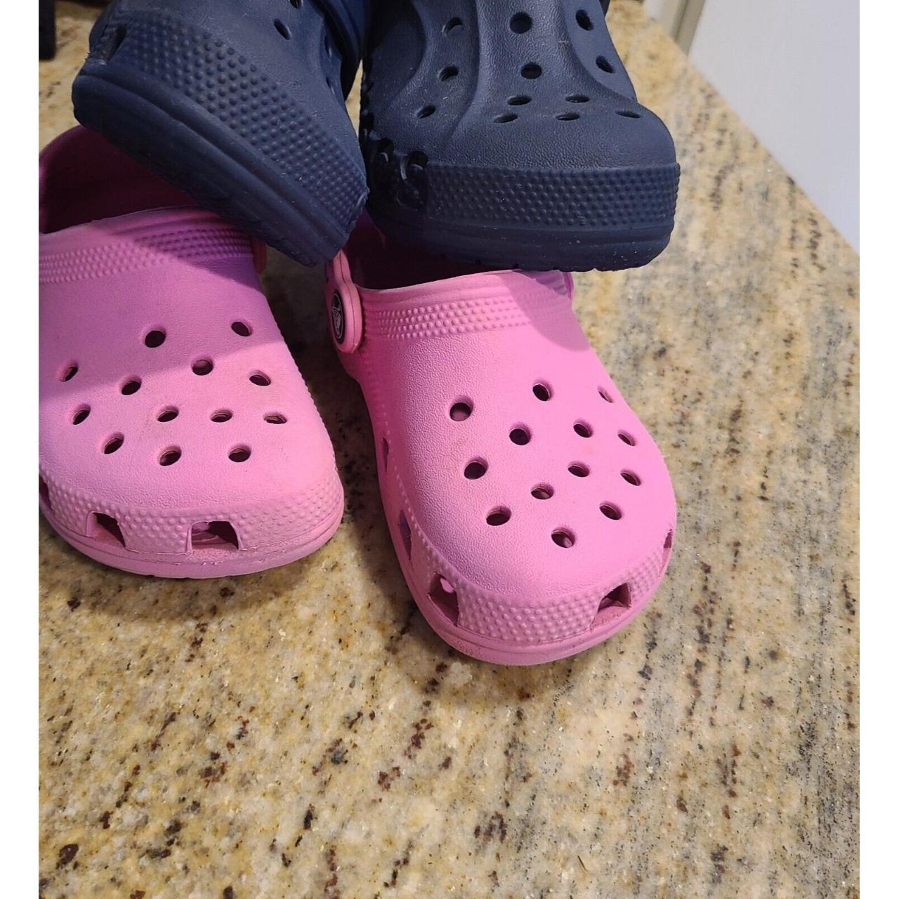 2 Pair CROCS Sandals Pink Child Size 9 & Blue Child... - Depop