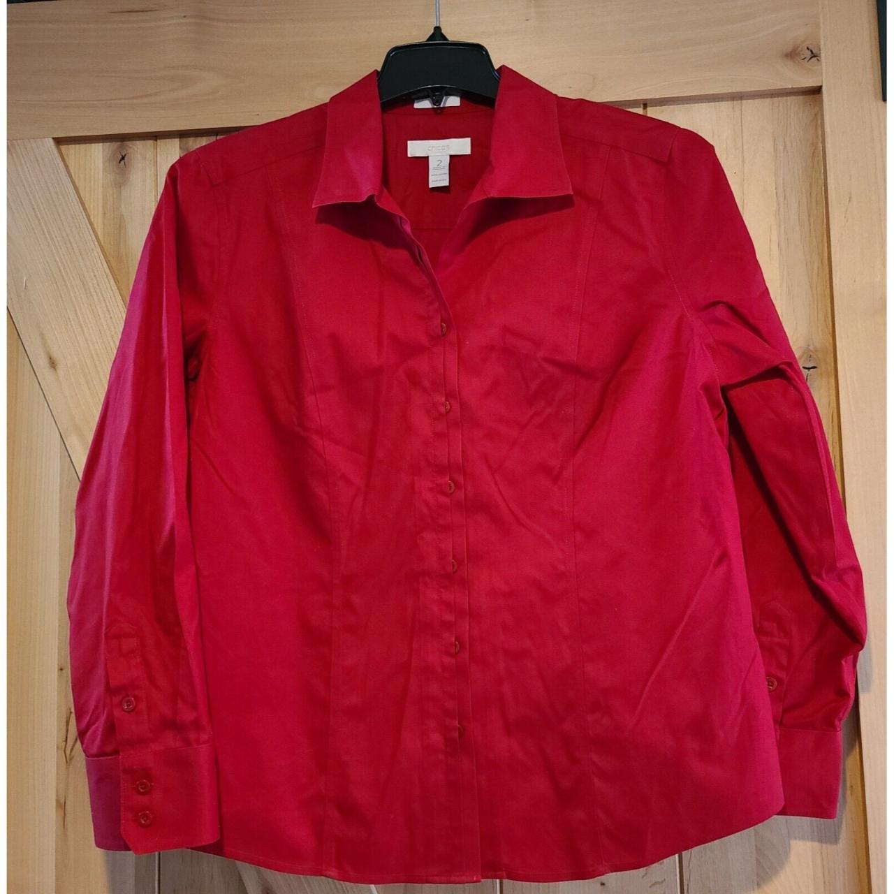 Chicos Shirt Size 2 Womens Deep Red Long Sleeve... - Depop