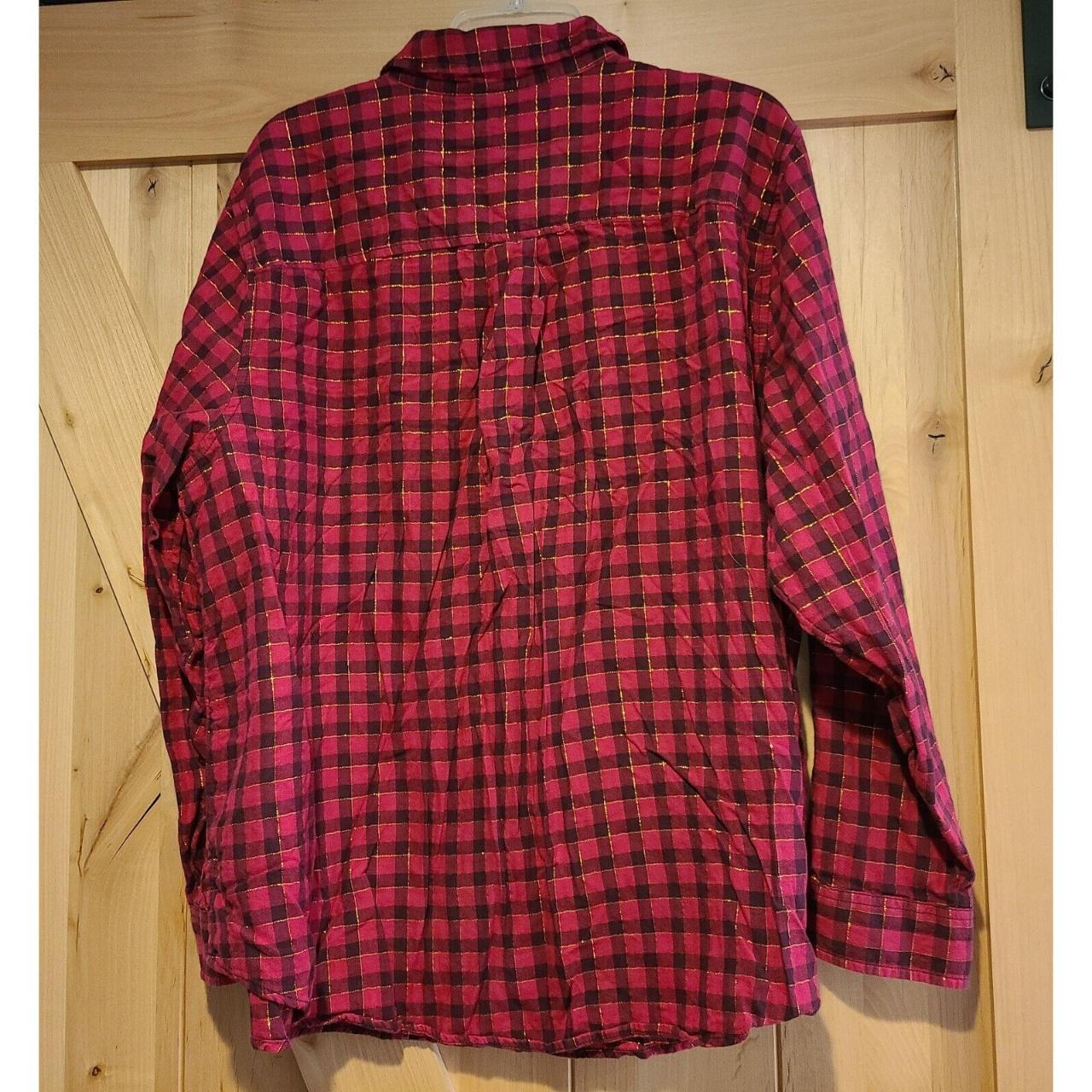 St Johns Bay Womens Plus 3XL Red Gold Plaid Flannel... - Depop