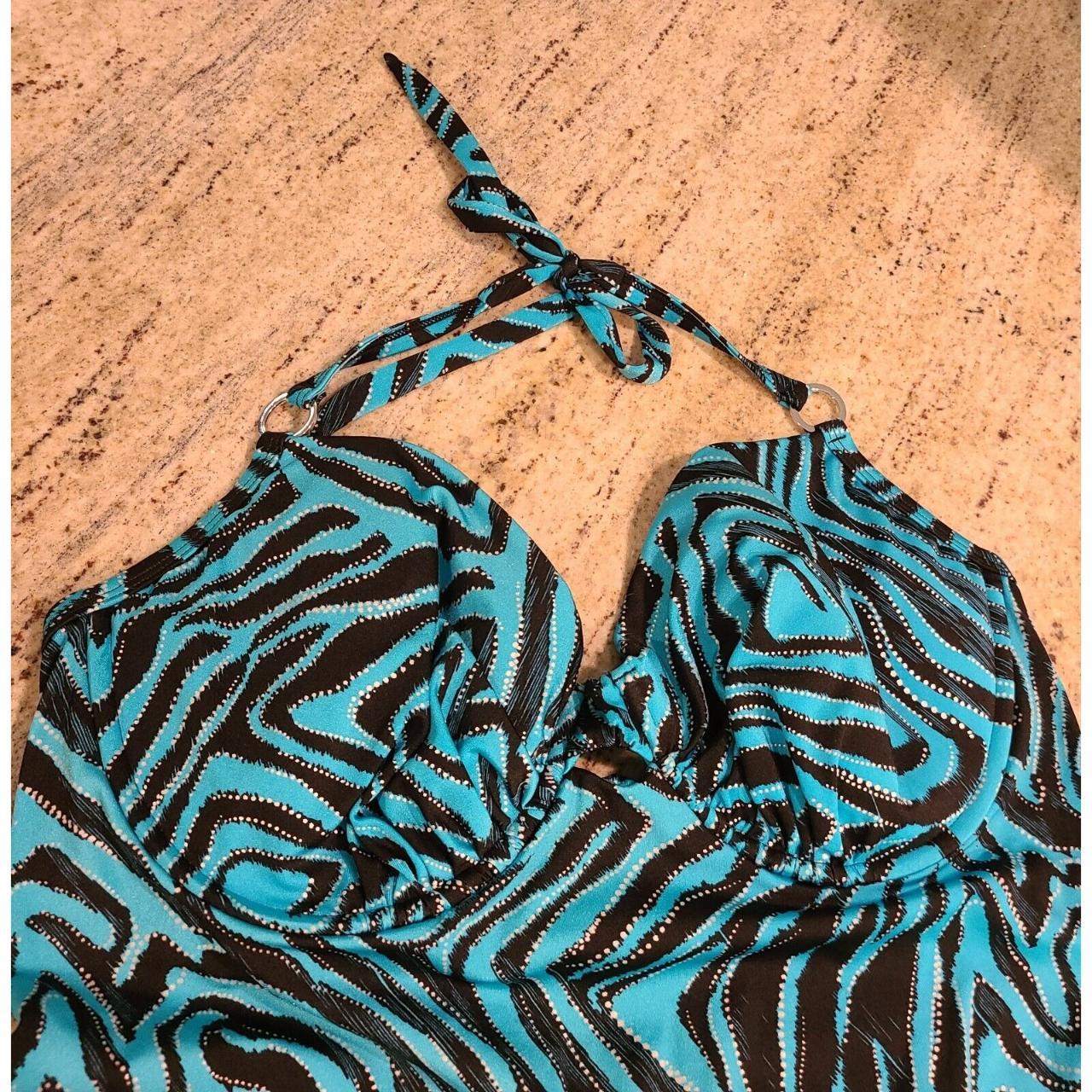 Tankini Top Ambrielle Size 40D Halter Silver Blue... - Depop