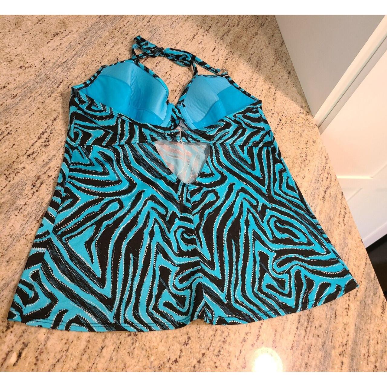 Tankini Top Ambrielle Size 40D Halter Silver Blue... - Depop