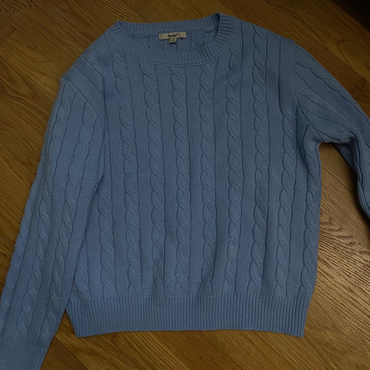 Small Papaya sweater #sweater#cableknit #blue - Depop