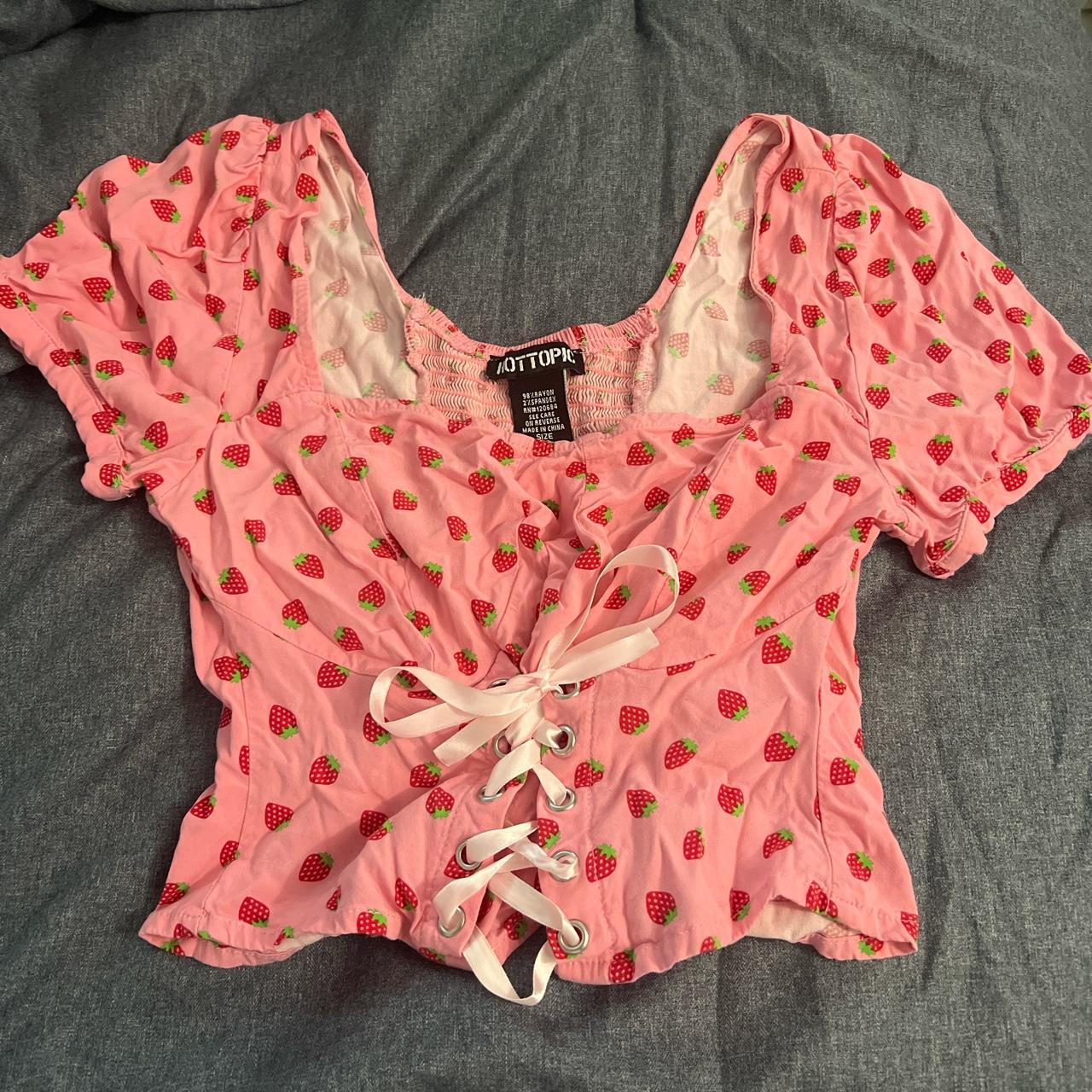 strawberry corset top sooo cute just didnt fit - Depop